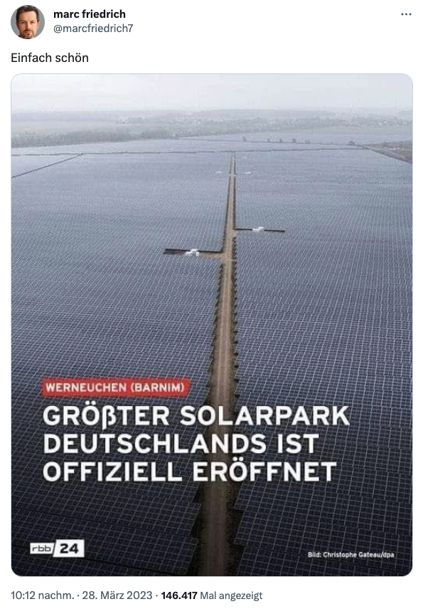 Symbol für die Energiewende: Ein Solarpark in Werneuchen (Barnim)