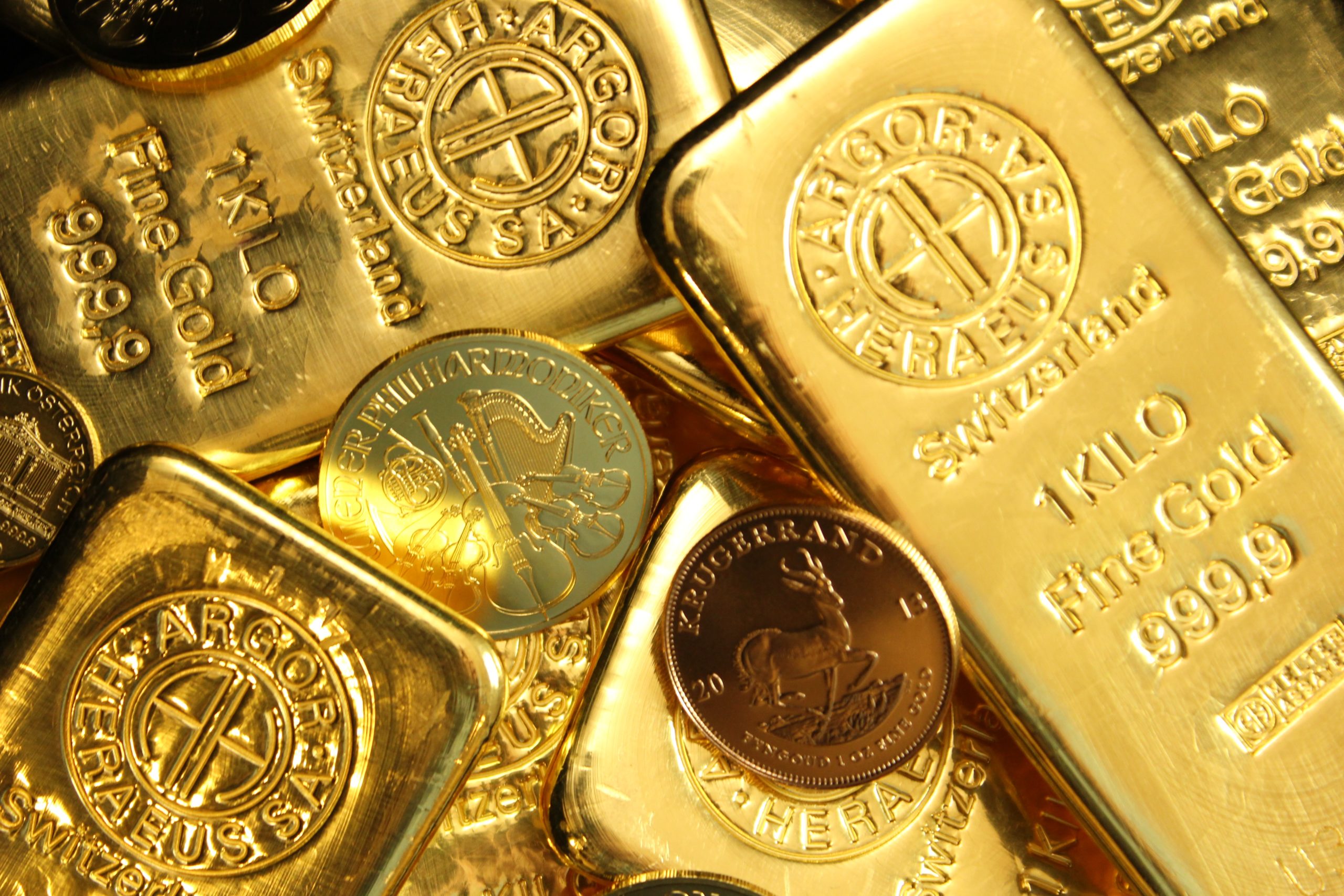 Gold Kursziel, Barren Münzen, Symbolbild